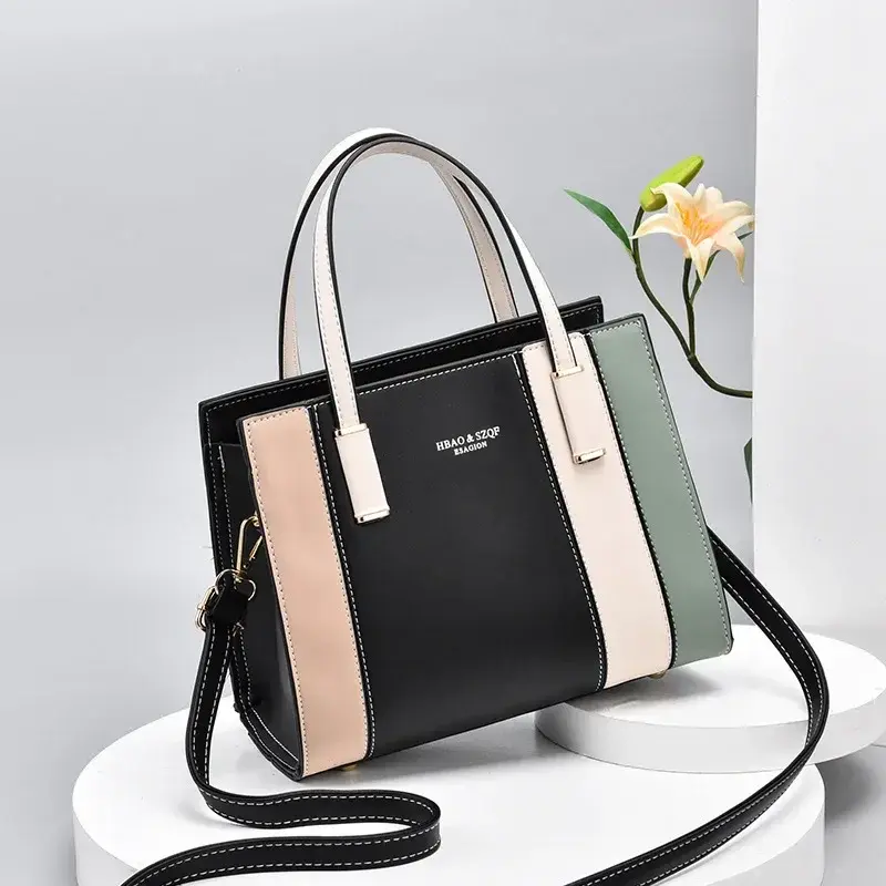 Fashionable New Spliced Women'S Handbag, Large Capacity Shoulder Bag Luxury Brand Designer Crossbody Bag Commuting Tote Bag