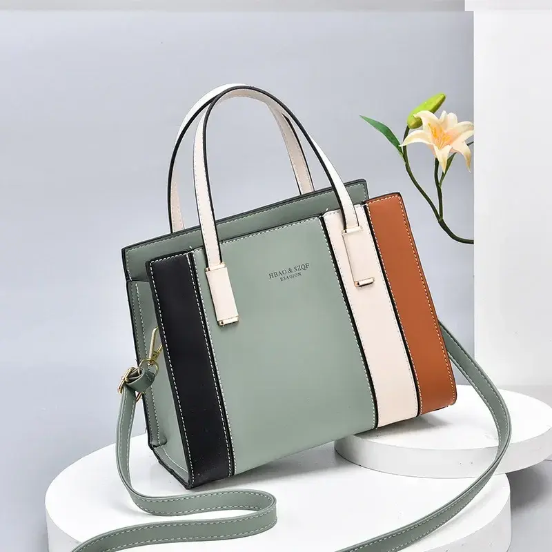 Fashionable New Spliced Women'S Handbag, Large Capacity Shoulder Bag Luxury Brand Designer Crossbody Bag Commuting Tote Bag