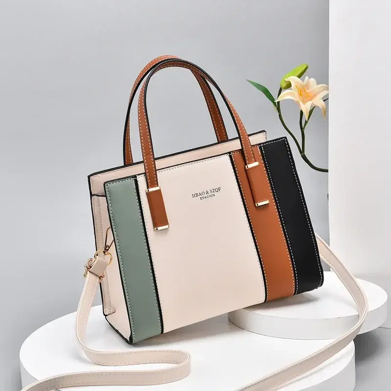Fashionable New Spliced Women'S Handbag, Large Capacity Shoulder Bag Luxury Brand Designer Crossbody Bag Commuting Tote Bag