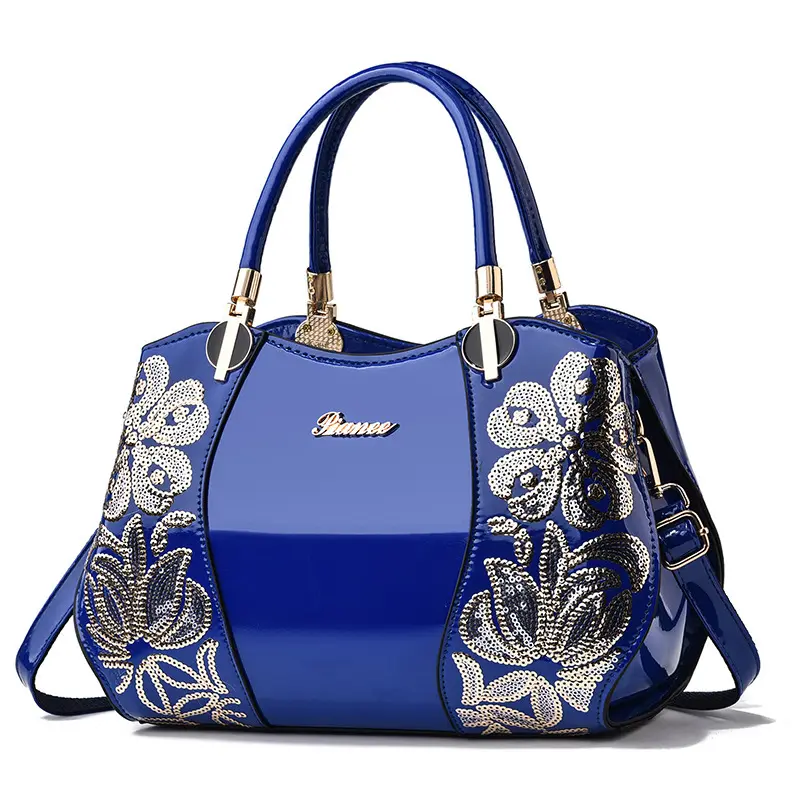 Fashion Embroidered Women's Bag Shaped Boston Women's Crossbody Bag Patent Leather Large Capacity Womens Handbag Bolsos Mujer