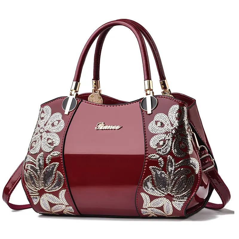 Fashion Embroidered Women's Bag Shaped Boston Women's Crossbody Bag Patent Leather Large Capacity Womens Handbag Bolsos Mujer