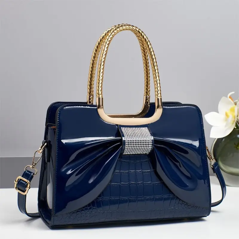 Bright Leather Bow Women Handbag Shopping Bags Cross Body Shoulder Tote Bag Fashion Office Female Messenger Top Handle Bags