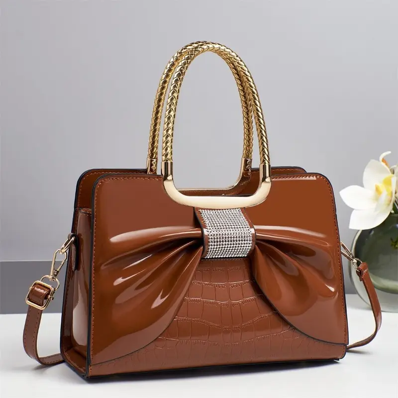 Bright Leather Bow Women Handbag Shopping Bags Cross Body Shoulder Tote Bag Fashion Office Female Messenger Top Handle Bags