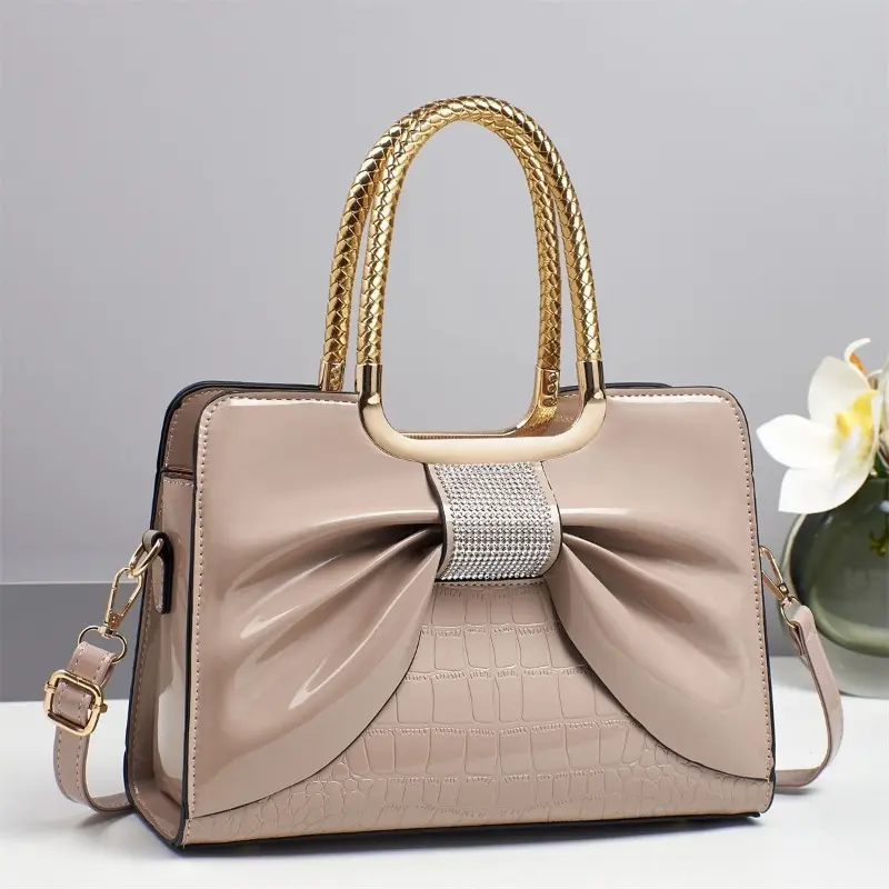 Bright Leather Bow Women Handbag Shopping Bags Cross Body Shoulder Tote Bag Fashion Office Female Messenger Top Handle Bags