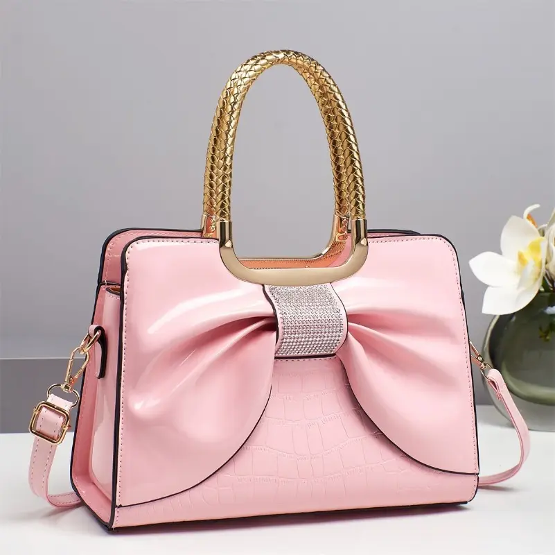 Bright Leather Bow Women Handbag Shopping Bags Cross Body Shoulder Tote Bag Fashion Office Female Messenger Top Handle Bags