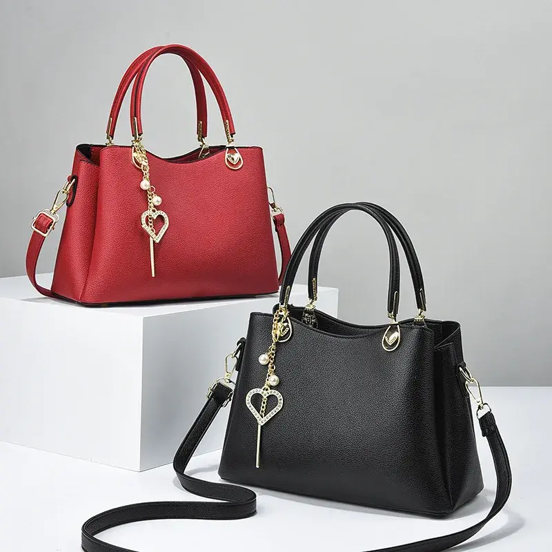 Leather Women's Bags Fashion Commute Handbags Solid Color Red Tote Messenger Bag Designer Womens Shoulder Cossbody Bag Female