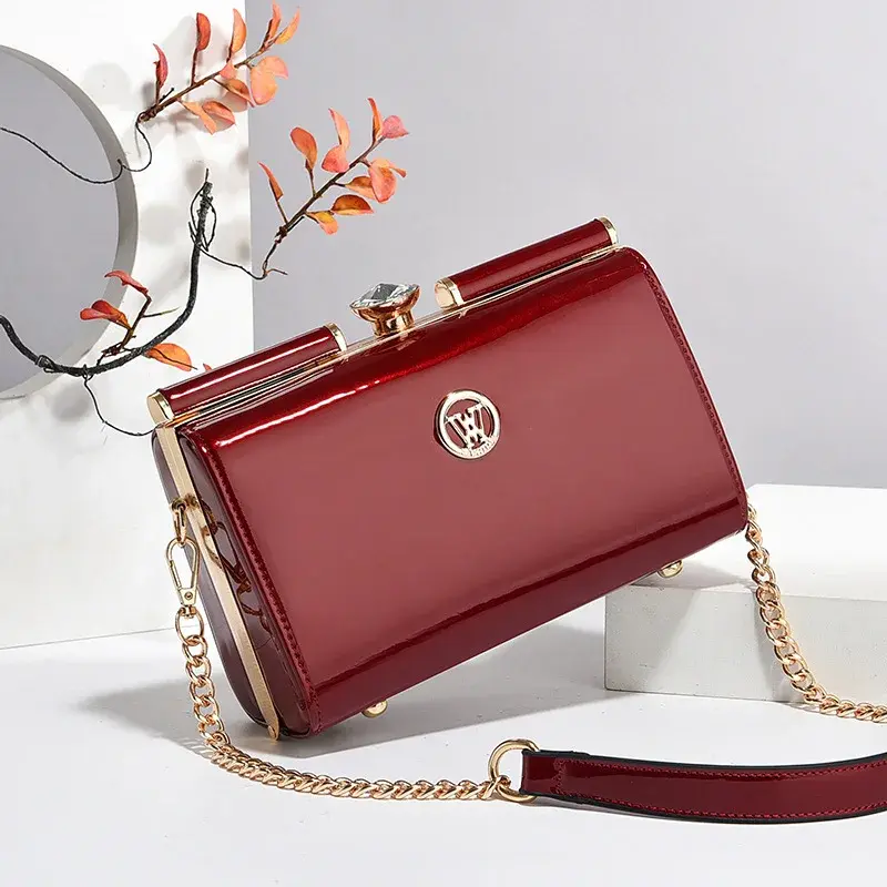 Bright Leather Women's Bag Girls Chain Handbag High Quality Chain Women's Shopper Bag Women's Elegant Luxury Crossbody Bags