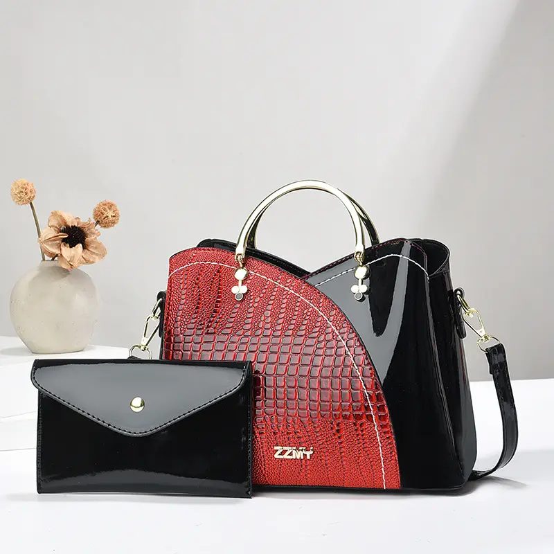 New Direct Selling Women's Bag Shiny Leather Women's Handbag with Wallet Large Capacity Composite Bags Shoulder Crossbody Bag