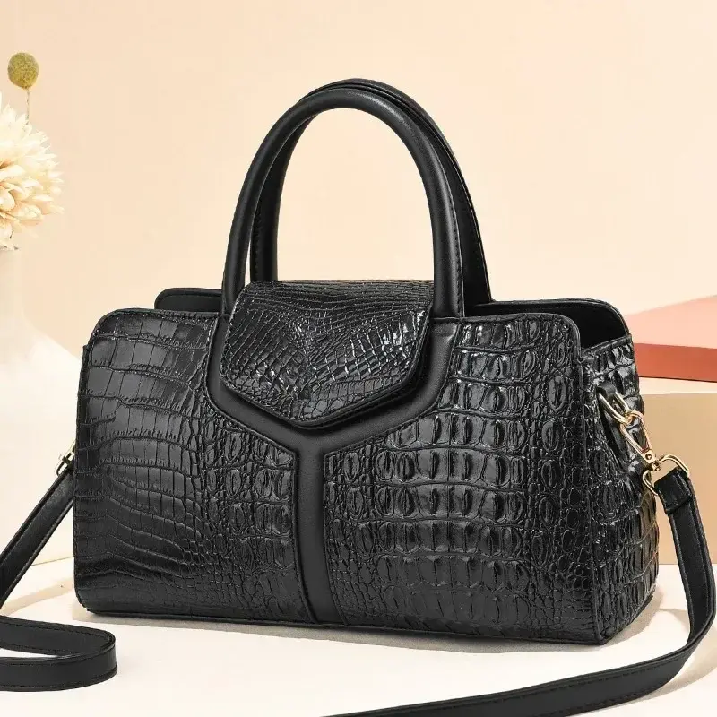 Fashionable  Crocodile Pattern Women'S Handbag Classic Retro Shoulder Bag Large Capacity Casual Crossbody Bag Commuting Tote Bag