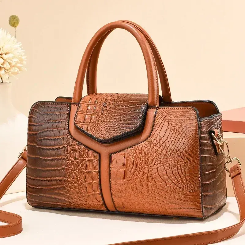 Fashionable  Crocodile Pattern Women'S Handbag Classic Retro Shoulder Bag Large Capacity Casual Crossbody Bag Commuting Tote Bag