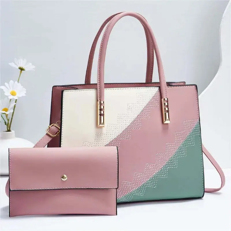 Fashion Spliced Women's Bag 2023 Fashion Women's Handbag+Wallet European and American Large Capacity One Shoulder Crossbody Bag