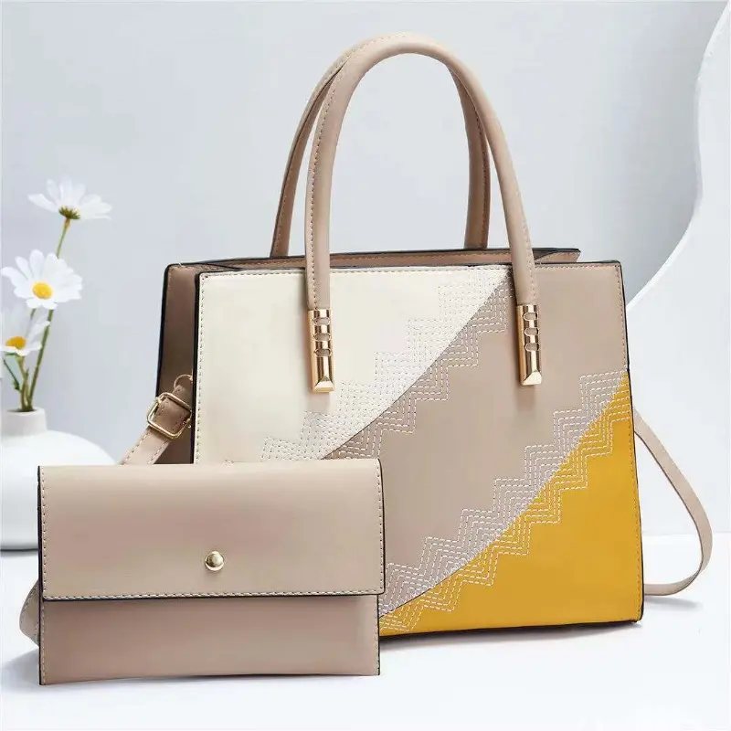 Fashion Spliced Women's Bag 2023 Fashion Women's Handbag+Wallet European and American Large Capacity One Shoulder Crossbody Bag