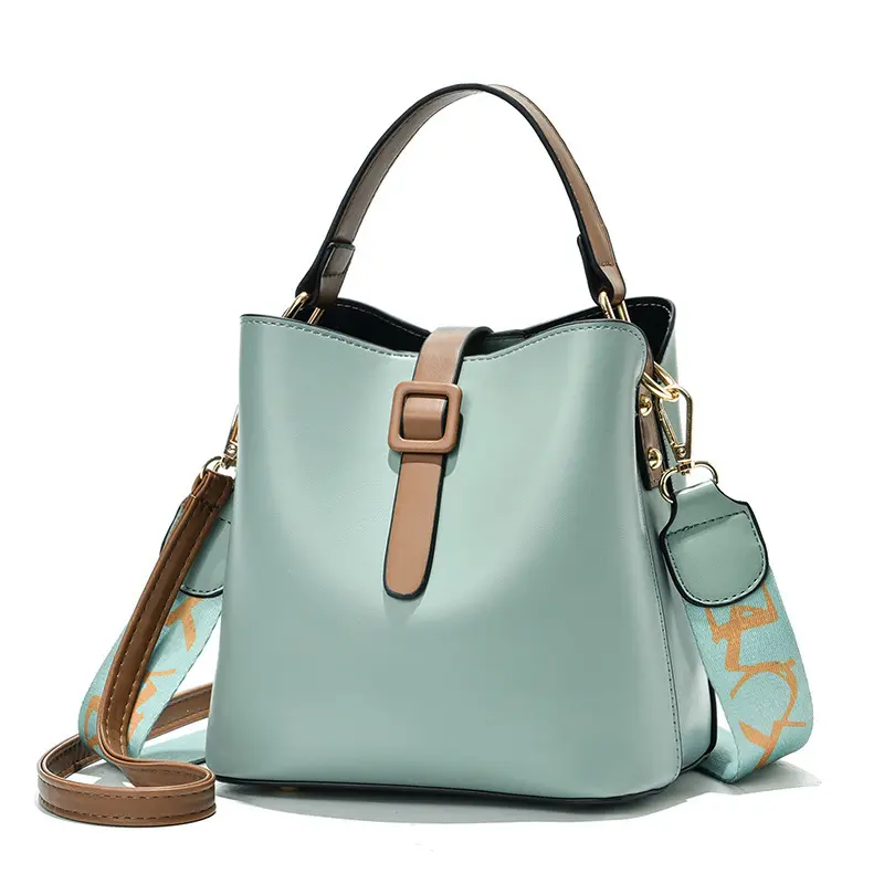 Women's Bags 2024 New Wide Shoulder Strap Women's Bucket Bag Korean Version Handbag Women's Single Shoulder Bag Crossbody Bag
