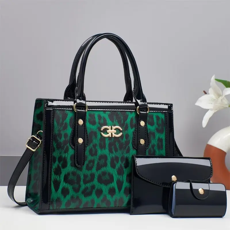 3Piece Set Leopard Woman Shoulder Bag Large Capacity Handbag for Women Crossbody Bag Womens Tote Bag Ladies Messenger Bags