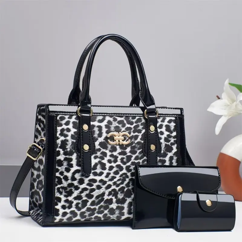3Piece Set Leopard Woman Shoulder Bag Large Capacity Handbag for Women Crossbody Bag Womens Tote Bag Ladies Messenger Bags