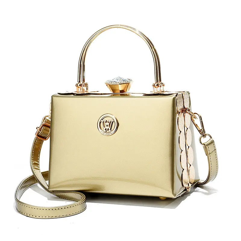 Quality Luxury Lady Messenger Bag Diamond Ladies Handbags Patent Leather Ladies Shoulder Bag Ladies Clutches Wedding Party Bags