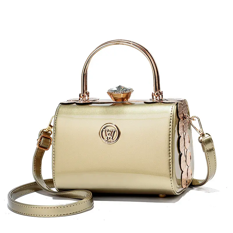 Fashion Brand Designer Ladies Handbag Bright Leather Bridal Bag New Small Square Bag Shoulder Bag High Quality Messenger Bag