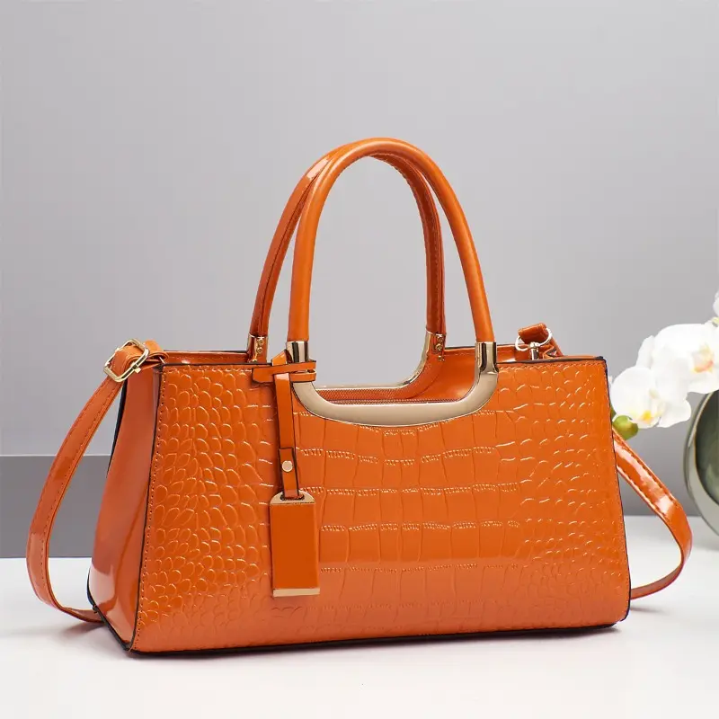 Brand High Quality Bright Leather Women's Handbag Large Capacity Commute Crossbody Bag Elegant Ladies Boston Pillow Bags