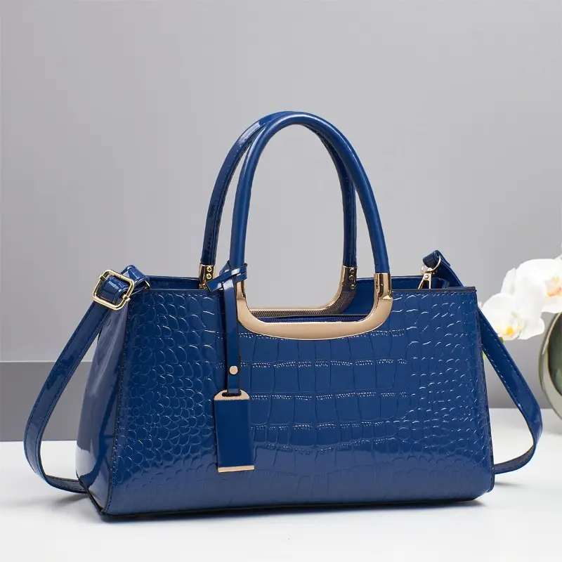 Brand High Quality Bright Leather Women's Handbag Large Capacity Commute Crossbody Bag Elegant Ladies Boston Pillow Bags