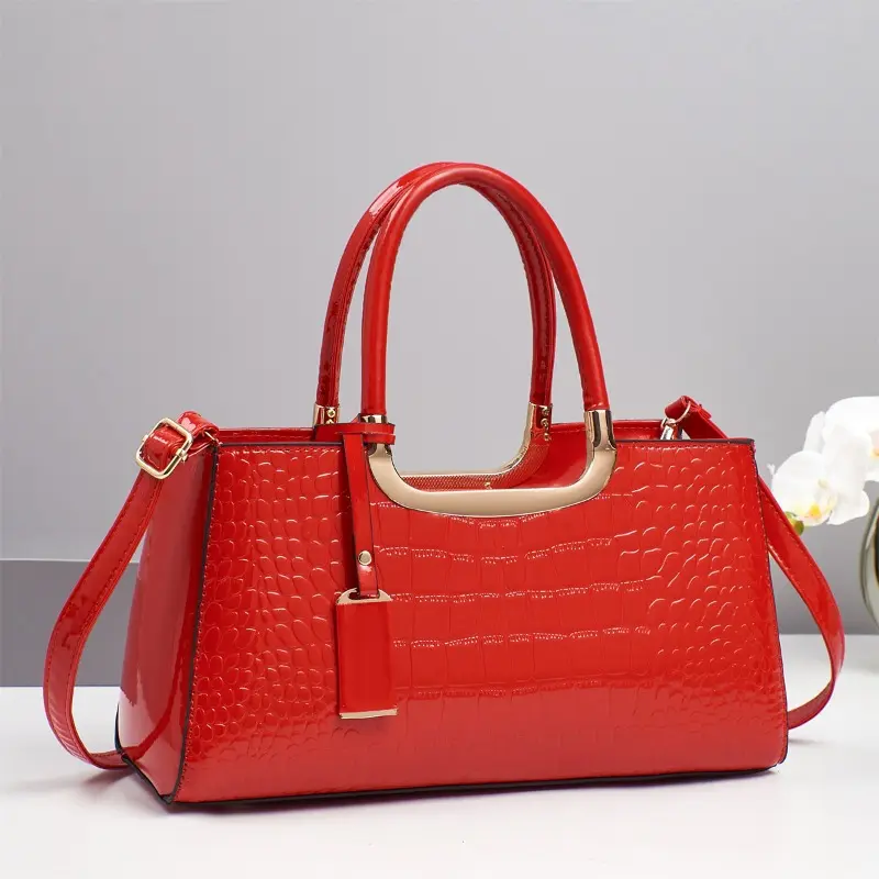Brand High Quality Bright Leather Women's Handbag Large Capacity Commute Crossbody Bag Elegant Ladies Boston Pillow Bags