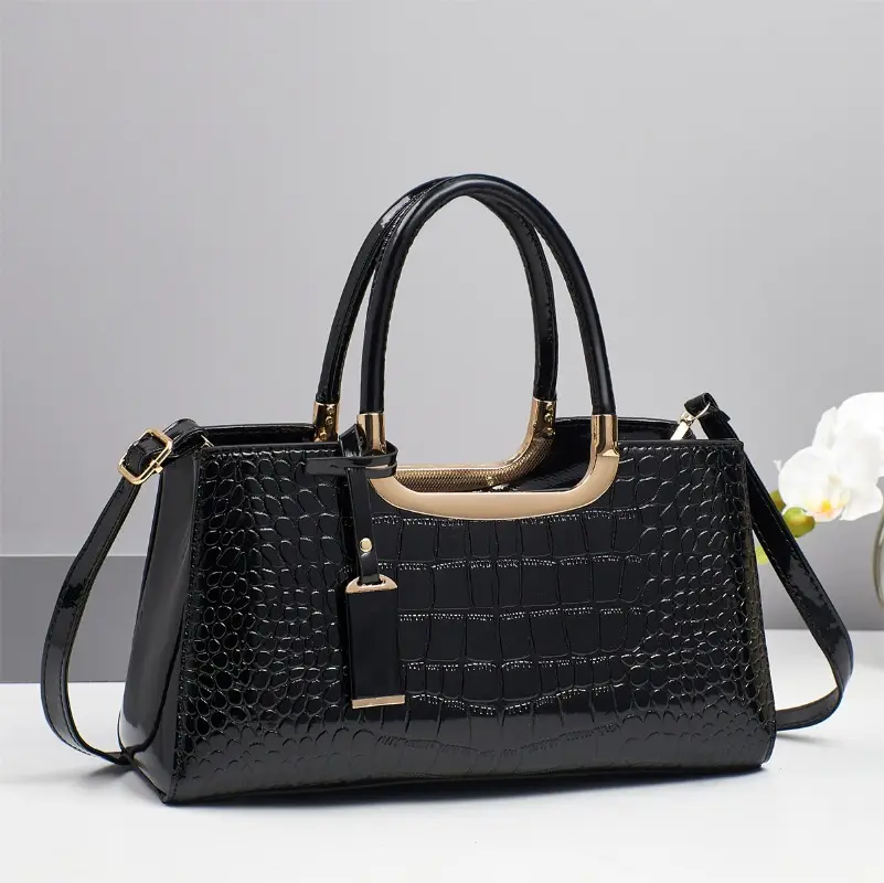 Brand High Quality Bright Leather Women's Handbag Large Capacity Commute Crossbody Bag Elegant Ladies Boston Pillow Bags
