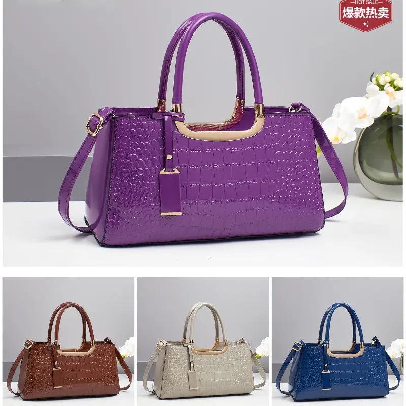 Brand High Quality Bright Leather Women's Handbag Large Capacity Commute Crossbody Bag Elegant Ladies Boston Pillow Bags