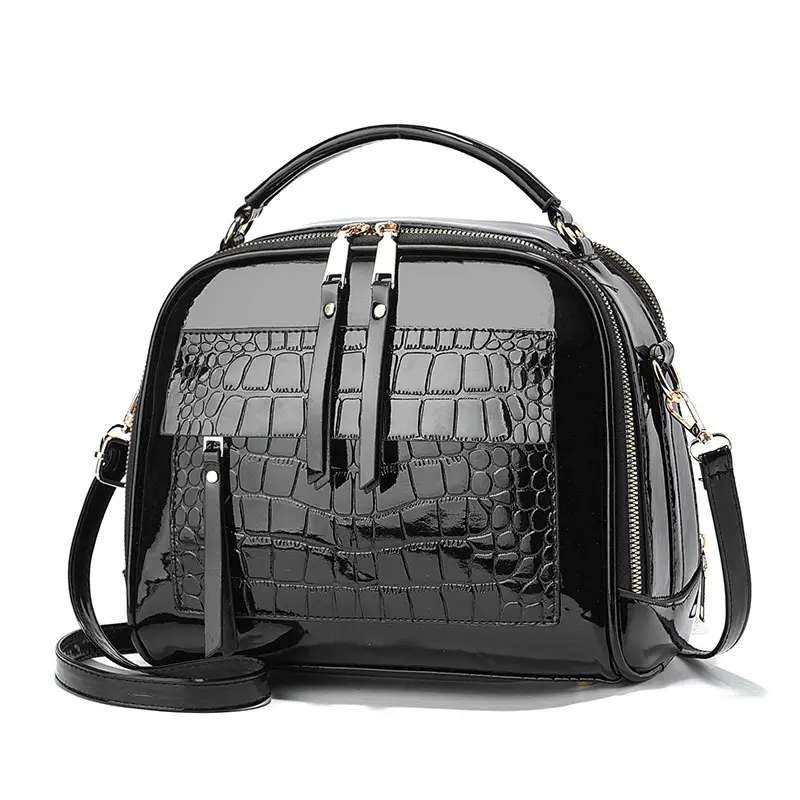2024 Western Style Retro Womens Small Crossbody Bag Trendy Glossy Patent Leather Women's Bag Designer Female Handbag Purses