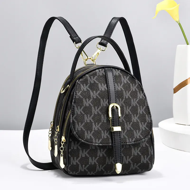 Fashion Letter Printing Leather Female Backpack Designer Lady's Shoulders Bag Women Small Backpacks More Pockets Ladies Bags