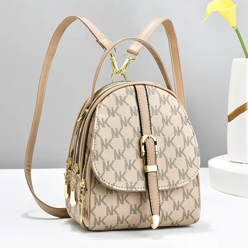 Fashion Letter Printing Leather Female Backpack Designer Lady's Shoulders Bag Women Small Backpacks More Pockets Ladies Bags