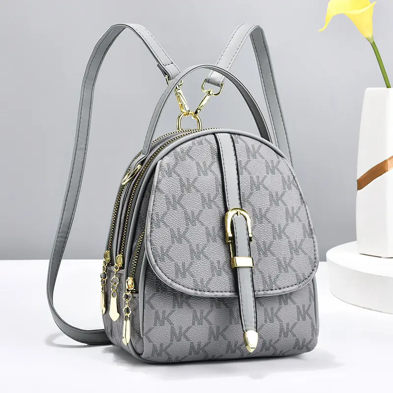 Fashion Letter Printing Leather Female Backpack Designer Lady's Shoulders Bag Women Small Backpacks More Pockets Ladies Bags