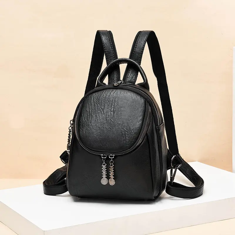 Woven Leather Women's Backpack 2024 New Trendy Korean Version Large Capacity Travel Backpack Womens Students Black School Bag