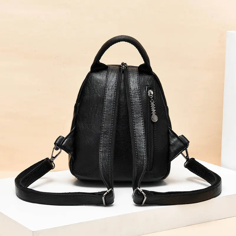 Woven Leather Women's Backpack 2024 New Trendy Korean Version Large Capacity Travel Backpack Womens Students Black School Bag