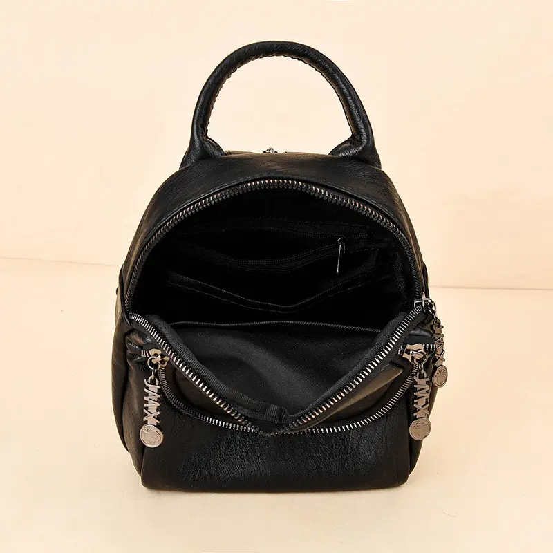 Woven Leather Women's Backpack 2024 New Trendy Korean Version Large Capacity Travel Backpack Womens Students Black School Bag