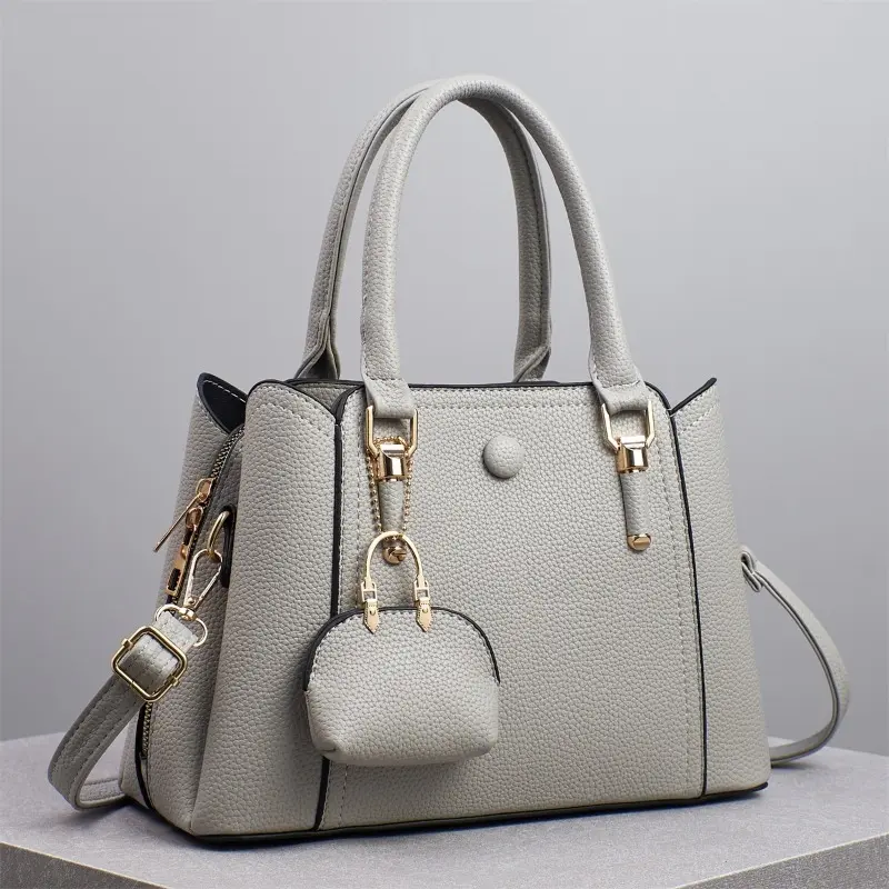 Soft Leather Women's Crossbody Bags Large Capacity Shoulder Handbags Purses with Pendants Trend Designer Casual Tote Bags