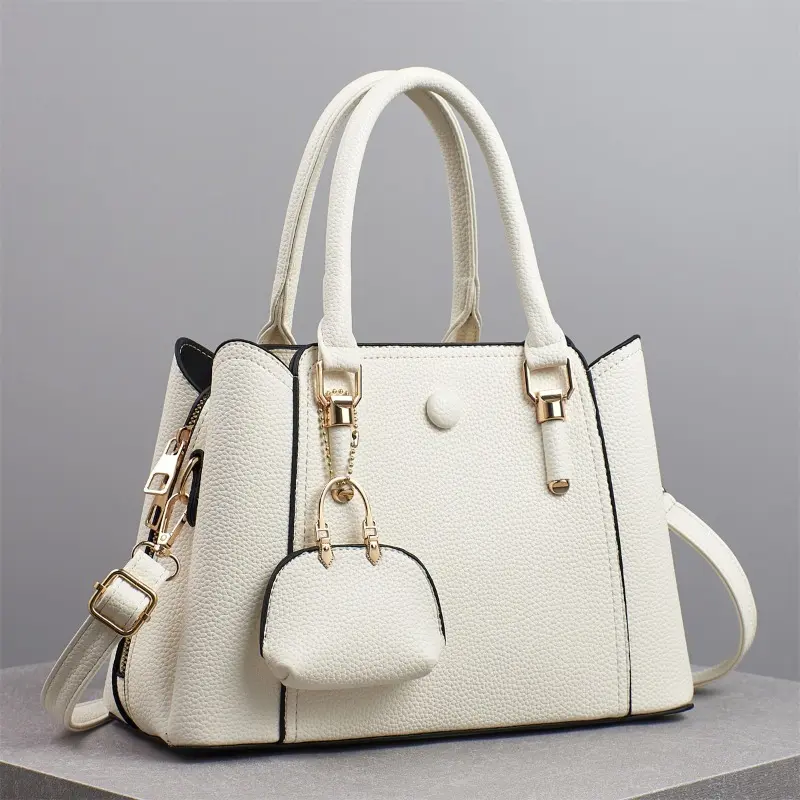 Soft Leather Women's Crossbody Bags Large Capacity Shoulder Handbags Purses with Pendants Trend Designer Casual Tote Bags