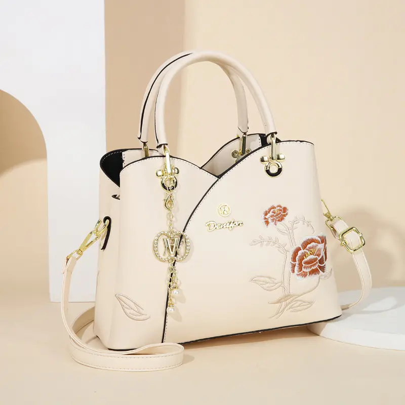Fashion Handbag Women's Top Handle Satchel Purse with Tassel Pendan Crossbody Bag Embroideried Women Shoulder Mother Tote Bag