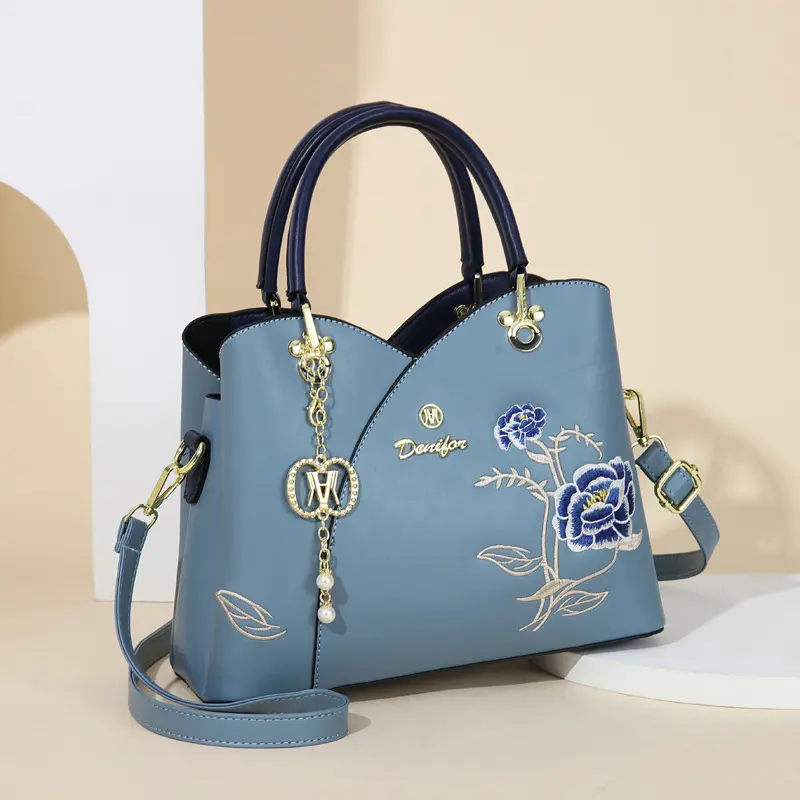 Fashion Handbag Women's Top Handle Satchel Purse with Tassel Pendan Crossbody Bag Embroideried Women Shoulder Mother Tote Bag