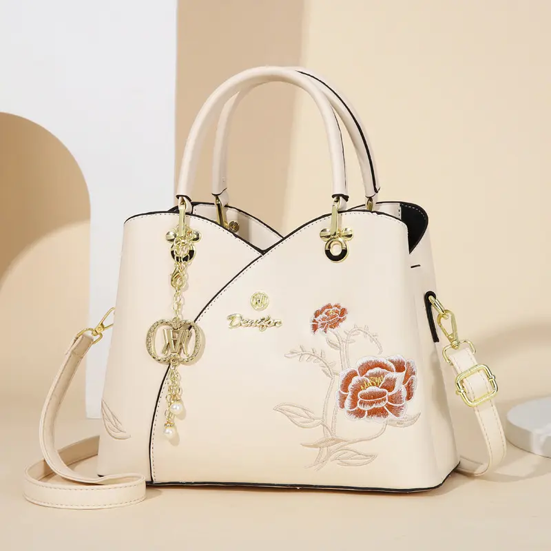 Fashion Handbag Women's Top Handle Satchel Purse with Tassel Pendan Crossbody Bag Embroideried Women Shoulder Mother Tote Bag