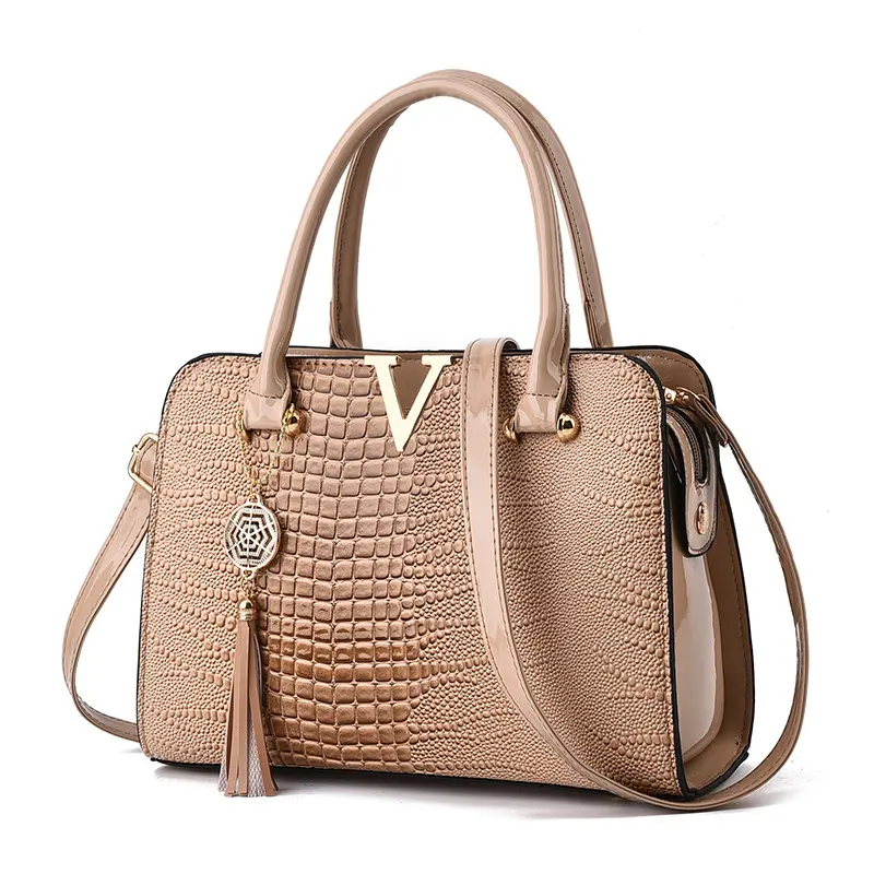2024 New Lacquer Leather Women's Handbag European and American Women's Large Capacity Shoulder Crossbody Bag Shopping Tote Bag