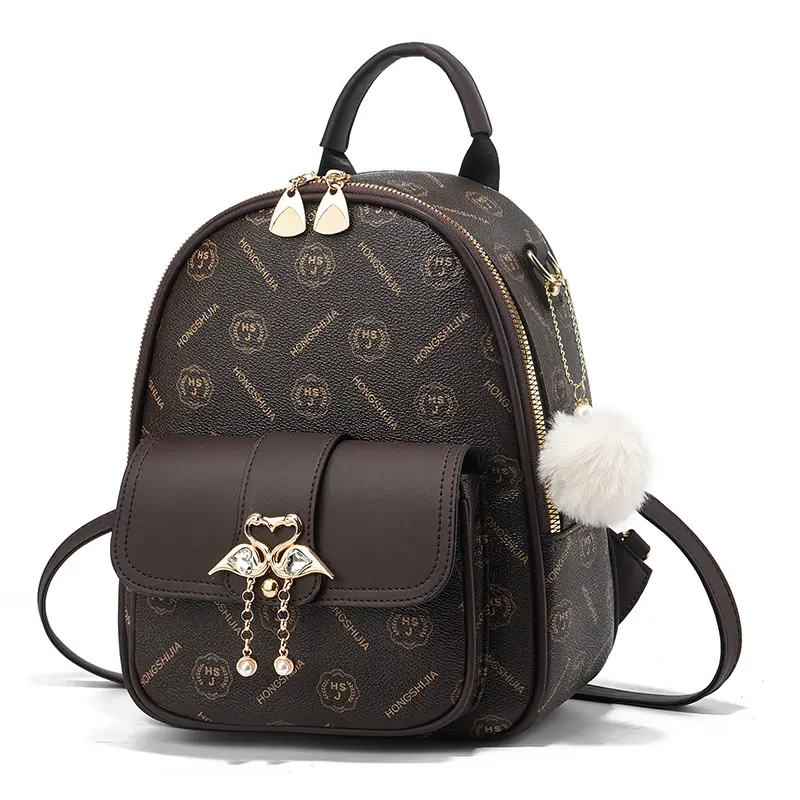 2024 Luxury Designer Women PU Fashion Backpack Girls Travel School Shoulder Bag Leisure Backpack Retro Printed Women's Backpack