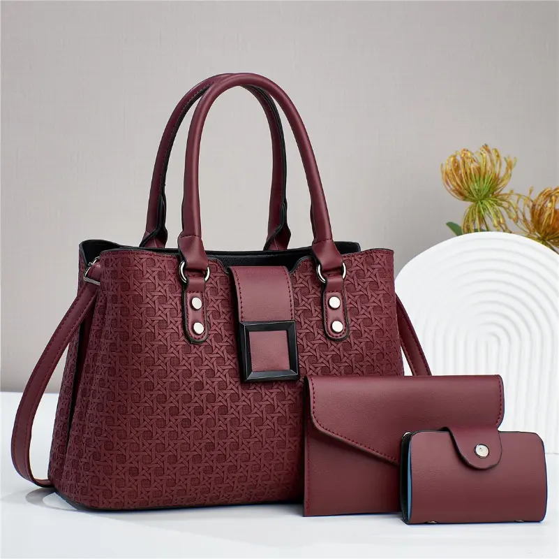 Women Pu Leather Handbags 3Piece Set Ladies Bag Mother Shoulder Bag Chinese Style Crossbody Bags for Women Sac A Main