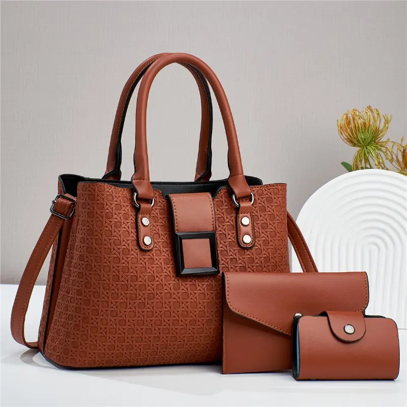 Women Pu Leather Handbags 3Piece Set Ladies Bag Mother Shoulder Bag Chinese Style Crossbody Bags for Women Sac A Main