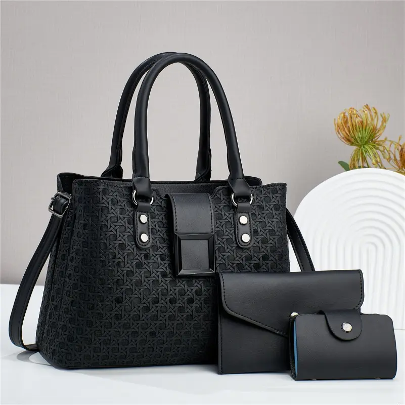 Women Pu Leather Handbags 3Piece Set Ladies Bag Mother Shoulder Bag Chinese Style Crossbody Bags for Women Sac A Main