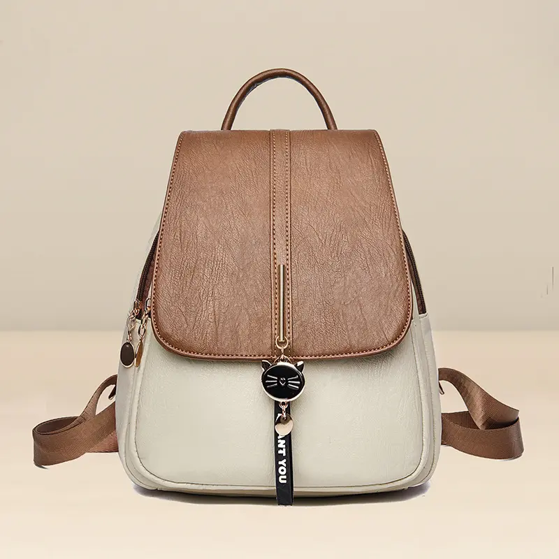 2025 New High Quality Luxury Women Backpack Retro Fashion Pu Leather Female Shoulder Bag Large Capacity Daily Casual Backpack