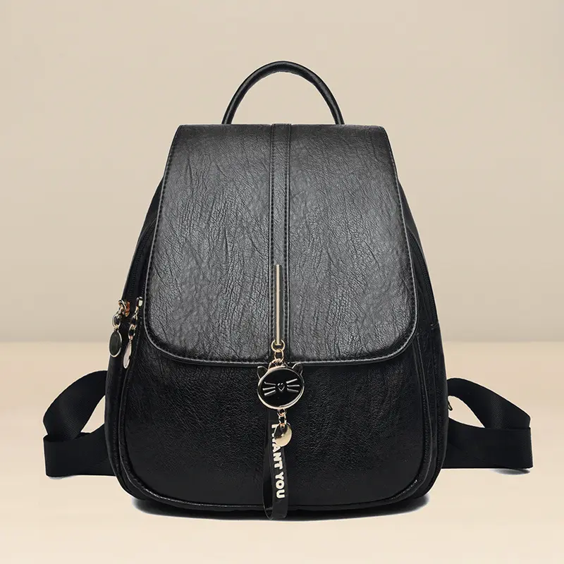 2025 New High Quality Luxury Women Backpack Retro Fashion Pu Leather Female Shoulder Bag Large Capacity Daily Casual Backpack