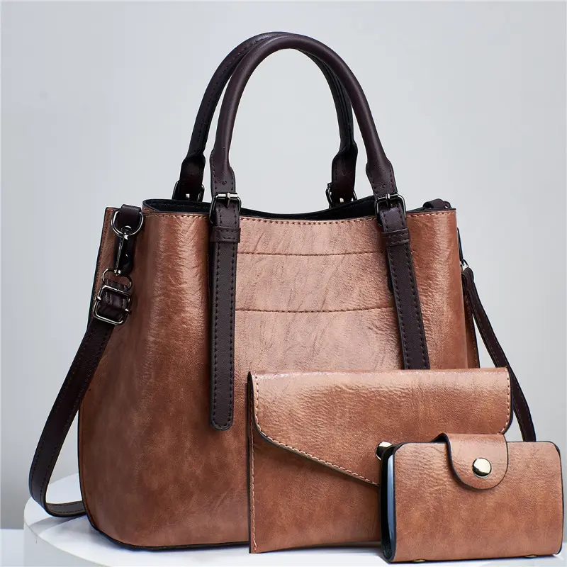 Women 3Piece Set Top-Handle Bags Luxury Designer Handbag Solid Color Ladies Shoulder Crossbody Bag and Purse Commuting Sac