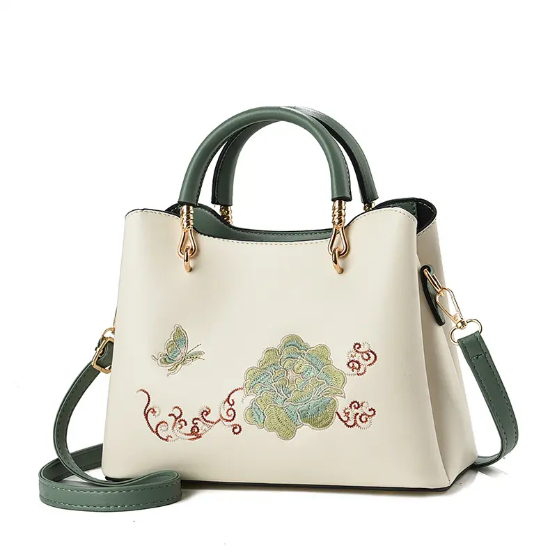 Casual Women Handbag Soft Leather Shoulder Crossbody Bags for Women 2025 New Fashion Embroidered Ladies Messenger Tote Bag