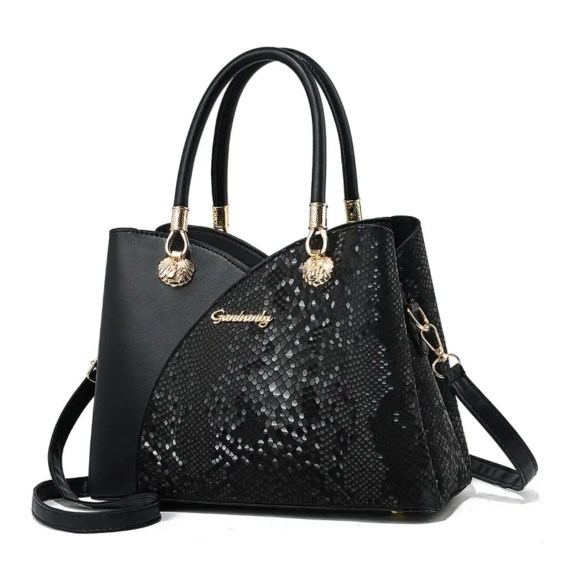 Ladies Fashion Shopping Pu Leather Handbag Large Capacity Exquisite Splicing Ladies Shoulder Bag Classic Splicing Female Bags