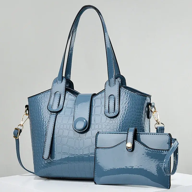 Lacquer Leather Glossy Women's Handbag 2024 New Women's 2 in 1 Composite Bags Bag Large Capacity One Shoulder Crossbody Bag