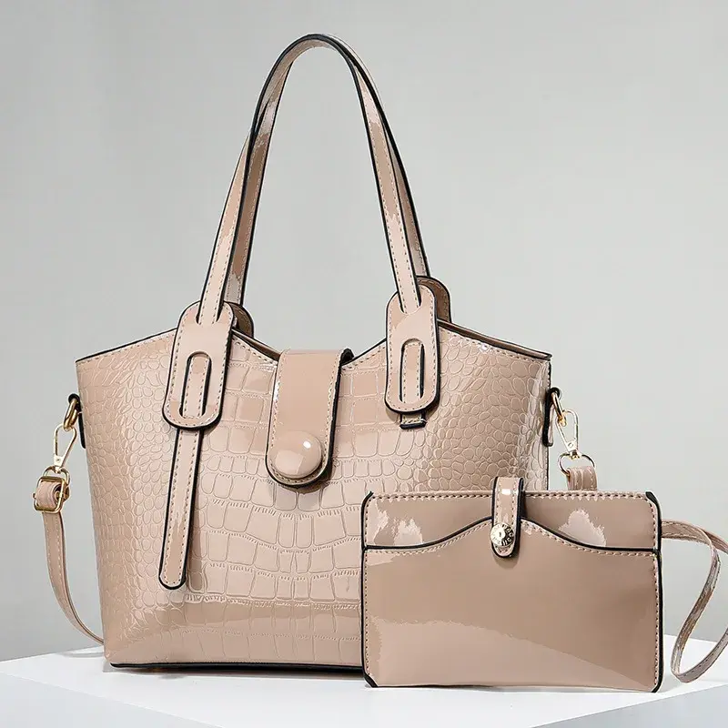 Lacquer Leather Glossy Women's Handbag 2024 New Women's 2 in 1 Composite Bags Bag Large Capacity One Shoulder Crossbody Bag
